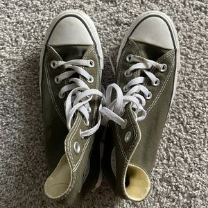 High top converse in army green color size 6 wo